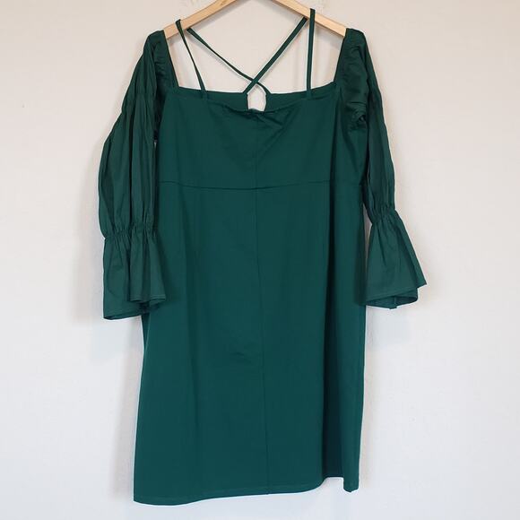 Eloquii Green Eden Off the Shoulder Long Sleeve Stretch Sheath Dress Plus 22W - Picture 3 of 8